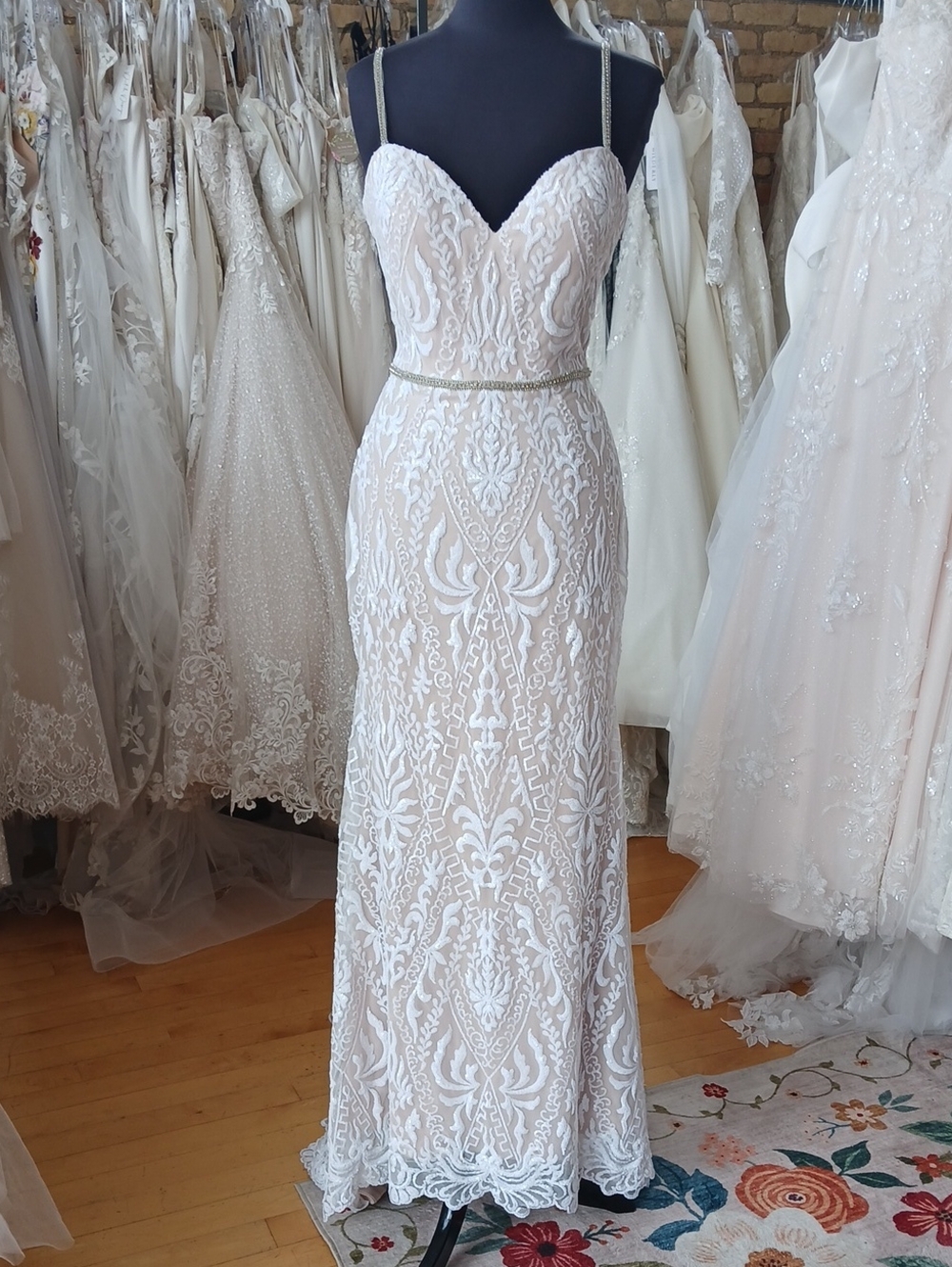 Unique Boho Western Fully Beaded Wedding Dress